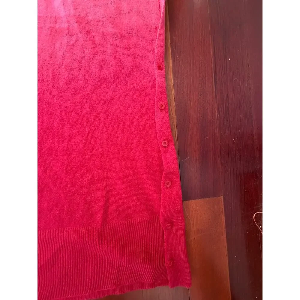 Pink Ombré Convertible Cardigan Wrap Shawl Button Side Cozy Layering Sweater